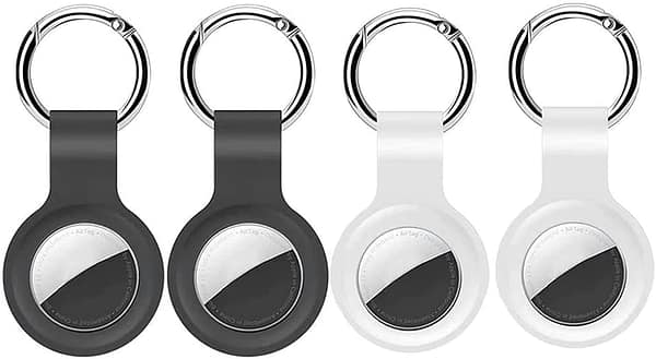 Keychain for AirTag, 4 Pack Airtag Silicone Holders Full Body Protective Covers,Air Tag Case Compatible with Apple Airtag Keyring Accessories for Dog Collar