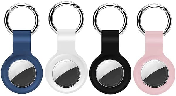Silicone Airtag 4 Pack Keyring Compatible with Apple Air Tag, Soft AirTag Holder Keychain Tracker with Key Ring, Tag Case Cover AirTag Wallet Holder Key Ring Airtags Finder Airtag Case Accessories