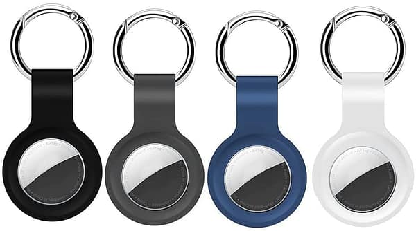 4 Pack Air Tag Keyring for Apple AirTag,Silicone Holder Compatible with AirTags, Protective AirTag Case Holder Cover for Apple Tag AirTag Accessories Loop Dog Collar AirTag Finders Cases