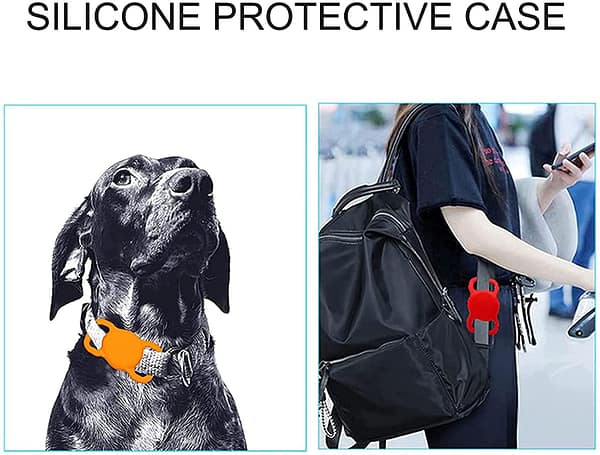 Notewisher 2Pcs Silicone Protective Case for Airtag Dog Anti-Lost Locator Holder Adjustable GPS Finder for Pets Elderly 1
