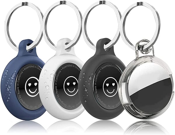 4 Pack AirTag Keychain Silicone Air Tags Holder Protective Case Compatible with Apple Air tag Keychain ,Accessories Holder for Air Tag Apple , Airtag Case Holder Loop Keyring Secure Tag Tracker.