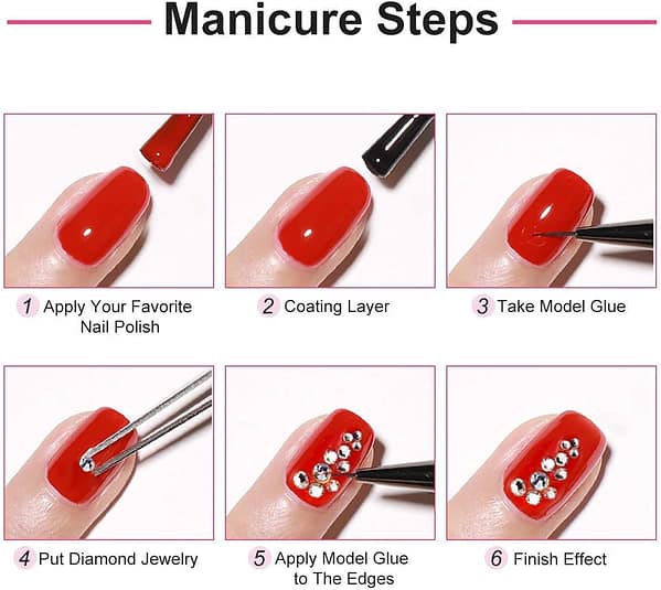 Crystals AB Nail Art Rhinestones Decorations Nail Stones for Nail Art Supplies and   Clear Crystal Rhinestones with Pick Up Tweezer and Rhinestone Picker Dotting Pen