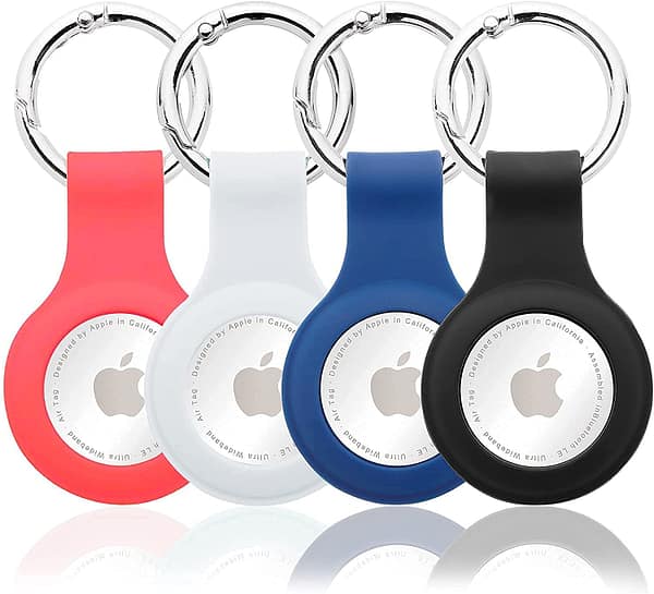 4 Pack Waterproof AirTag Holder,Protective Case for Airtags, Anti-Scratch Silicone Case Cover Tracker Holder Compatible with Apple Airtag, Keychain Accessories for Air Tag (2021)