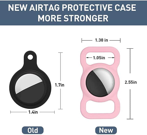AirTag Dog Pet Collar Tracking Holder, Waterproof Slilcon Case for Air Tag 2021,Anti-Scratches AirTag Accessories Holder with Keychain Items Finder 2 Pack Black&Green