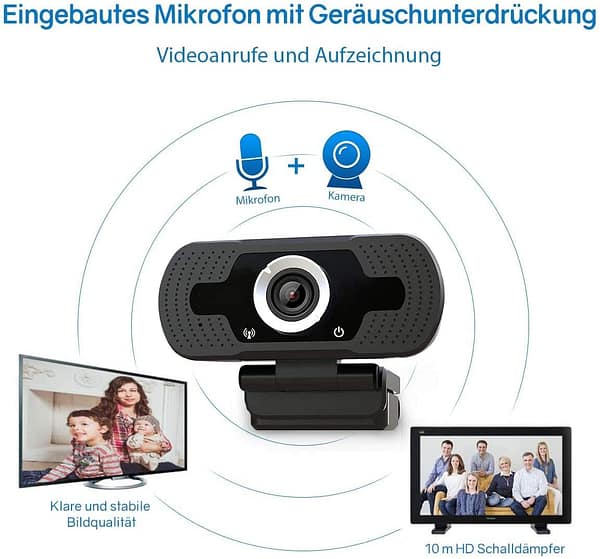USB Webcam with Microphone&Tripod.1080 30 FPS HD Computer Camera with Wide View Angle,Multi-Compatible Web Cameras for Computer, USB Camera for Video Conferencing, Recording, and Streaming