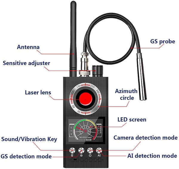 Upgraded Hidden Spy Camera Detector Anti Spy Device Detector & Bug Detector GPS Tracking Finder Hidden Device Detector Rf Signal Detectors Automatic Scanning