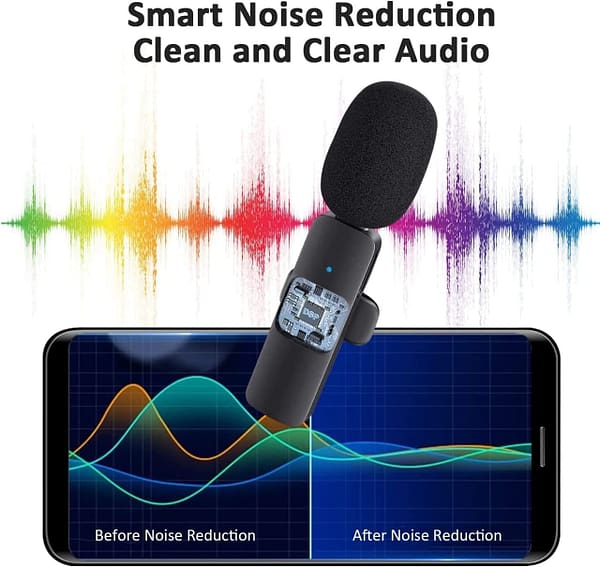 Upgrade Wireless Lavalier Microphone for iPhone & Type C,Mini Lapel Microphone with Noise Reduction & Auto-Sync,Plug-Play Wireless Lapel Mic with Clip for Video Recording, Live Stream,YouTube,TikTok