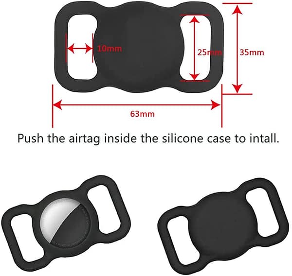 Silicone Case Compatible with AirTag Pet Collar, AirTag Protective Case for Dog Cat Collar 2 PCS (2-Black)