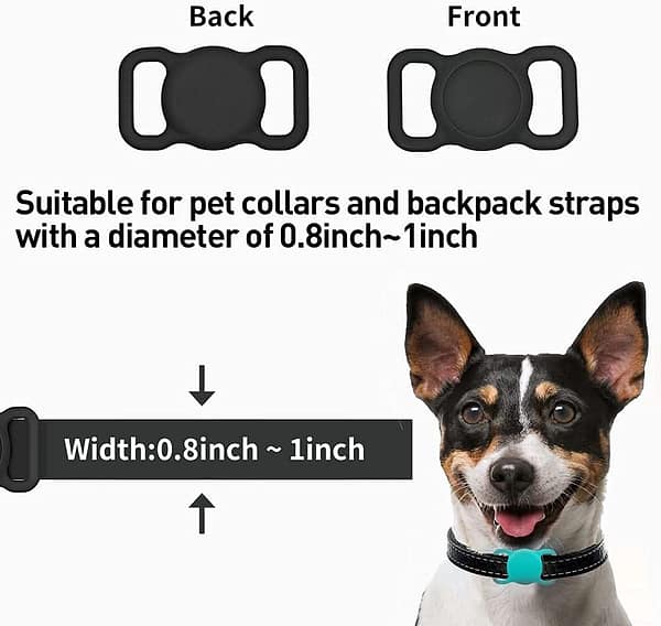 AirTag Dog Pet Collar Tracking Holder, Waterproof Slilcon Case for Air Tag 2021,Anti-Scratches AirTag Accessories Holder with Keychain Items Finder 2 Pack Black&Green