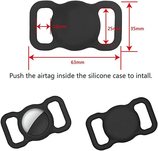 Silicone Case Compatible with AirTag Pet Collar, AirTag Protective Case for Dog Cat Collar 2 PCS (2-Black)