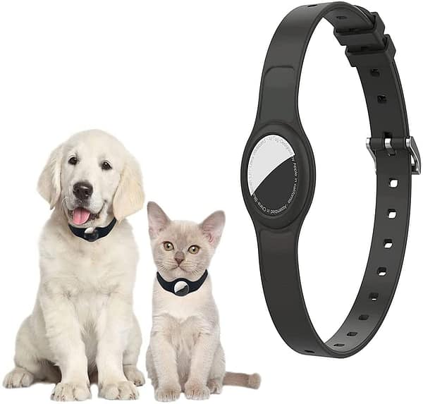 Pyhot Black AirTag Holder, Adjustable Anti-Lost Soft Silicon Lightweight Pet Collar for AirTag 2021