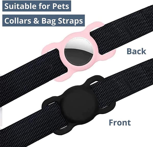 [4 Pack] Silicon AirTag Case Compatible with Apple AirTag 2021, Air Tag Protective Holder for Dog, Cat, Pet Collar Loop Holder, Safety Anti-Lost, Scratch-Resistant (Blue / Pink / Purple / Green)
