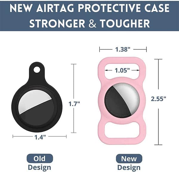 [4 Pack] Silicon AirTag Case Compatible with Apple AirTag 2021, Air Tag Protective Holder for Dog, Cat, Pet Collar Loop Holder, Safety Anti-Lost, Scratch-Resistant (Blue / Pink / Purple / Green)