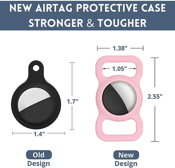 [4 Pack] Silicon AirTag Case Compatible with Apple AirTag 2021, Air Tag Protective Holder for Dog, Cat, Pet Collar Loop Holder, Safety Anti-Lost, Scratch-Resistant (Black / White / Red / Navy)