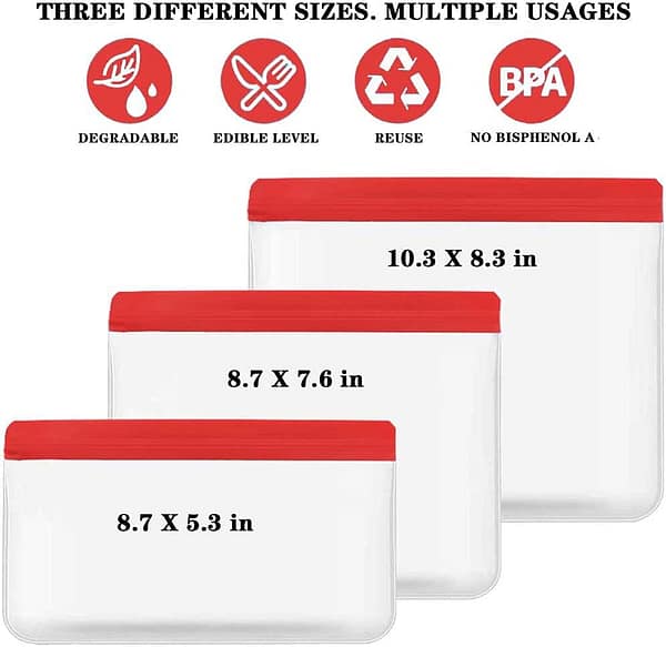 Reusable Ziplock Bags, 10 Pack Leakproof Storage Bags, BPA Free Flat Freezer Bags, Kitchen Storage & Organisation