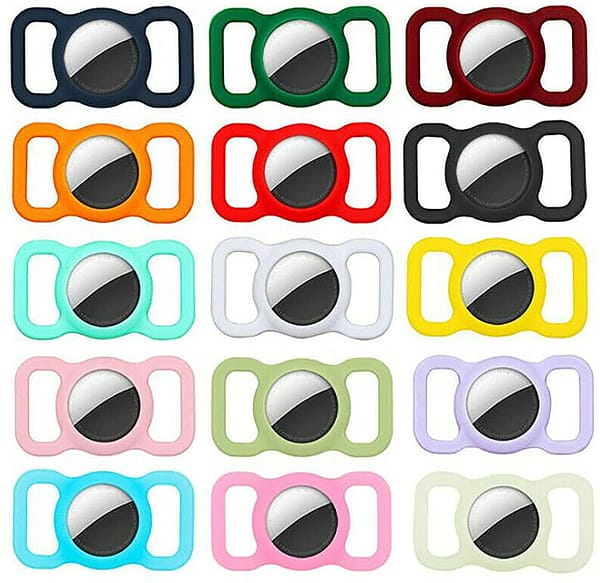 2 Pcs Airtag Dog Collar Holder, Pet Silicone Protective Case for Apple Airtag GPS Finder Dog Cat Collar Loop, Bluetooth Tracker Cover Bluetooth Finder Case for Pet Children Elderly Bags (D)