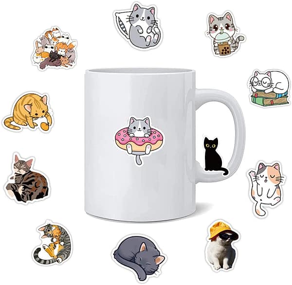 Cute Cats Sticker 50 Pack for Kids Adult Teens Waterproof Vinyl Stickers for Laptop Water Bottle Phone Decor