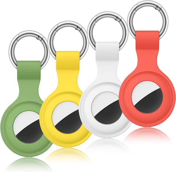 [4 Pack] Soft AirTag Case for Apple AirTags 2021, Keychain AirTags Case with Anti-Lost Key Ring, Anti-Scratch Lightweight Secure Holder Protective Cover with Key Ring for AirTags Holder Keychain Accessories