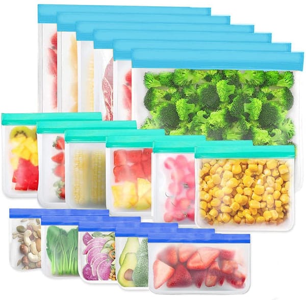 17 PCS Reusable Freezer Bags for Food Storage, BPA Free Storage Bags Extra Thick Sandwich Leakproof Eco-Friendly Ziplock Baggies for Foods Storage Kitchen Tools & Gadgets Organizers Lunch Boxes