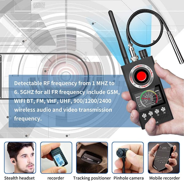 Upgraded Hidden Spy Camera Detector Anti Spy Device Detector & Bug Detector GPS Tracking Finder Hidden Device Detector Rf Signal Detectors Automatic Scanning