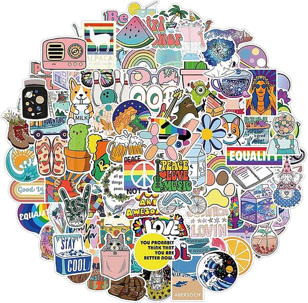 100-Pack Cute Stickers Aesthetic for Kids Adult Teen Girly Fashion Kawaii Stickers Decals for Car Laptop Water Bottles Skateboard Computer Phone Guitar Hydroflask iPad Luggage Scooter Room Graffiti Decor