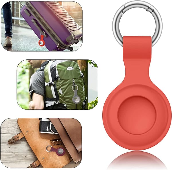 [4 Pack] Airtag Case for Apple AirTags Holder 2021, Keychain AirTags Case with Anti-Lost Key Ring, Soft Silicone Anti-Scratch Lightweight Protective Skin Cover for AirTags Finder Keychain Accessory (Red+Pink+Yellow+Light Green)