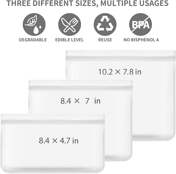 Kitchen Organizer Extra Thick Reusable Food Storage Bags 10 Pack, Sandwich Lunch Bag for Healthy Snacks & Sweets, Kitchen Storage & Organisation for Food, Green Fridge Organiser