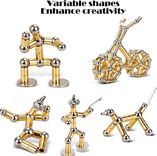 Magnetic Fidget Pen, Sculpture Building Toys, Relieving Stress Boredom ADHD Autism, Adult and Children Stress Relief Creative Magnetic Pen (Gold)