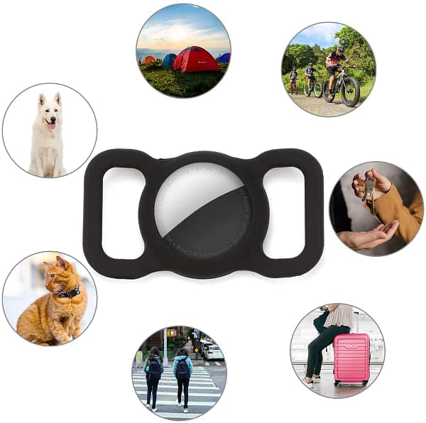 4 Pack Protective Case for Airtag, Portable Pet Collar Holder Compatible with Air Tag, Waterproof Silicone Airtag Keychain Locator Tracker Anti-Lost Device for Dog Cat Track Dog Cat Pet Wallets Accessory