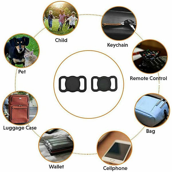 Silicone Pet Protective Case for Airtag Loop Apple GPS Finder Dog Cat Collar AU (Black)