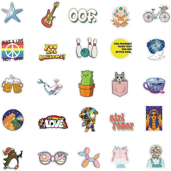 100-Pack Cute Stickers Aesthetic for Kids Adult Teen Girly Fashion Kawaii Stickers Decals for Car Laptop Water Bottles Skateboard Computer Phone Guitar Hydroflask iPad Luggage Scooter Room Graffiti Decor