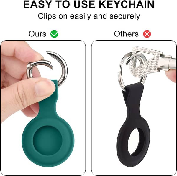 [4 Pack] Airtag Case for Apple AirTags Holder 2021, Keychain AirTags Case with Anti-Lost Key Ring, Soft Silicone Anti-Scratch Lightweight Protective Skin Cover for AirTags Finder Keychain Accessory (Navy Blue+Blue Grey+Purple+Dark Green)