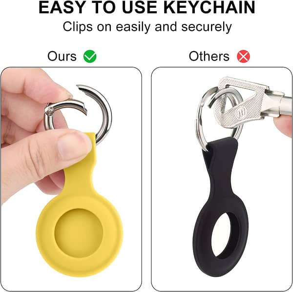 [4 Pack] Airtag Case for Apple AirTags Holder 2021, Keychain AirTags Case with Anti-Lost Key Ring, Soft Silicone Anti-Scratch Lightweight Protective Skin Cover for AirTags Finder Keychain Accessory (Red+Pink+Yellow+Light Green)
