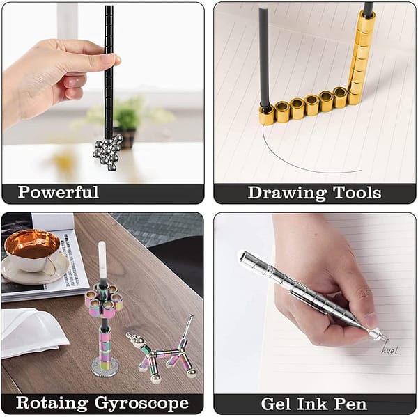 34Pcs Fidget Pen ,Multifunctional Deformable Magic Writing Pen for Adult Stress Relief,Creative Decoration for Office Desk(Gold)