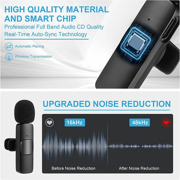 Wireless Lapel Lavalier Microphone for Android & iPhone iPad Recording,Plug-Play Lapel Auto-syncs Mic for YouTube, Facebook Live Stream, Video Recording