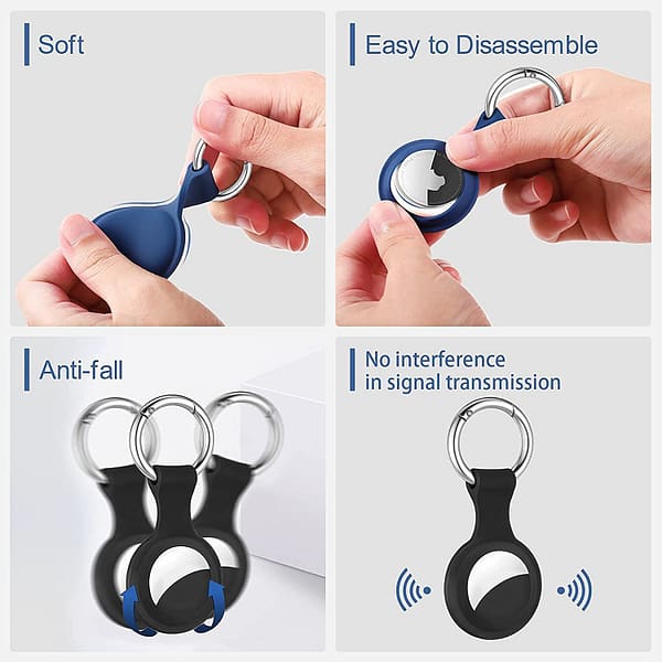4 Pack Waterproof AirTag Holder,Protective Case for Airtags, Anti-Scratch Silicone Case Cover Tracker Holder Compatible with Apple Airtag, Keychain Accessories for Air Tag (2021)