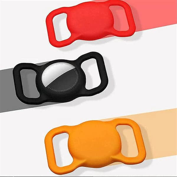 JISKGH 2PCS Pet Silicone Protective Case for Airtag GPS Detector Collar, for Airtag Pet Holder (Black)