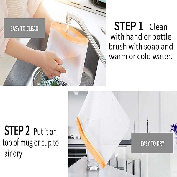 Orange Reusable Freezer Bags, 10 Packs of BPA-Free Storage Bags, Extra-Thick Sandwich, Leak-Proof, Environmentally Friendly ziplock Bags for Food Storage