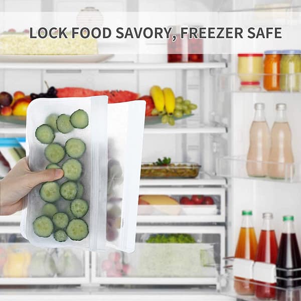 Kitchen Organizer Extra Thick Reusable Food Storage Bags 10 Pack, Sandwich Lunch Bag for Healthy Snacks & Sweets, Kitchen Storage & Organisation for Food, Green Fridge Organiser