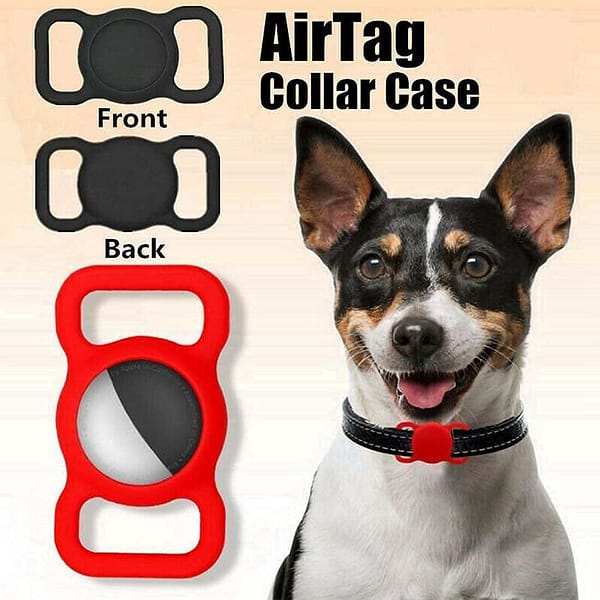 JISKGH 2PCS Pet Silicone Protective Case for Airtag GPS Detector Collar, for Airtag Pet Holder (Black)
