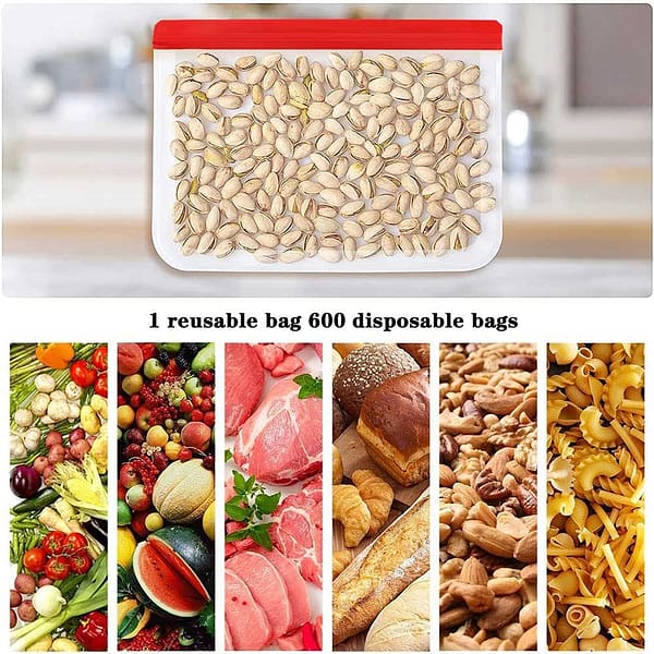 Reusable Ziplock Bags, 10 Pack Leakproof Storage Bags, BPA Free Flat Freezer Bags, Kitchen Storage & Organisation