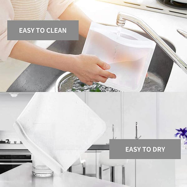 Kitchen Organizer Extra Thick Reusable Food Storage Bags 10 Pack, Sandwich Lunch Bag for Healthy Snacks & Sweets, Kitchen Storage & Organisation for Food, Green Fridge Organiser