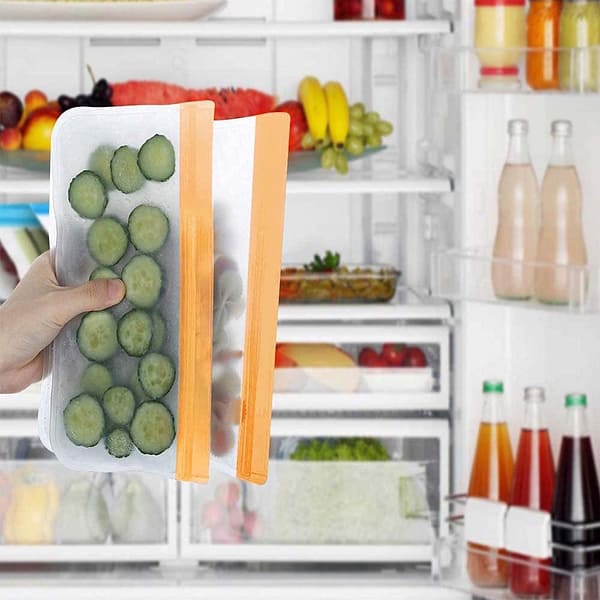 Orange Reusable Freezer Bags, 10 Packs of BPA-Free Storage Bags, Extra-Thick Sandwich, Leak-Proof, Environmentally Friendly ziplock Bags for Food Storage