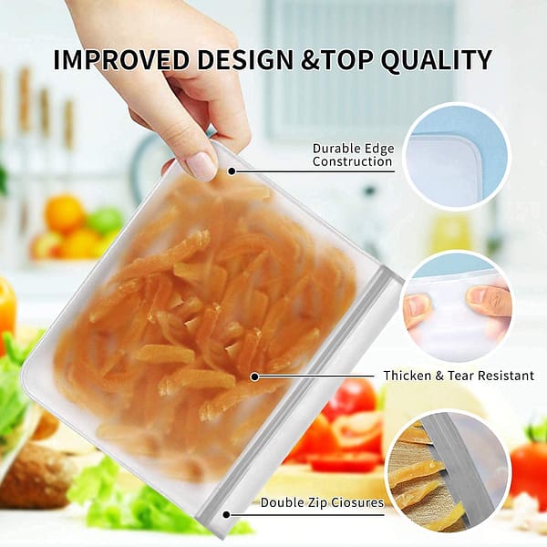 17 PCS Reusable Freezer Bags for Food Storage, BPA Free Storage Bags Extra Thick Sandwich Leakproof Eco-Friendly Ziplock Baggies for Foods Storage Kitchen Tools & Gadgets Organizers Lunch Boxes