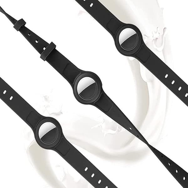 Pyhot Black AirTag Holder, Adjustable Anti-Lost Soft Silicon Lightweight Pet Collar for AirTag 2021