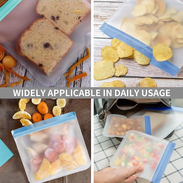 17 PCS Reusable Freezer Bags for Food Storage, BPA Free Storage Bags Extra Thick Sandwich Leakproof Eco-Friendly Ziplock Baggies for Foods Storage Kitchen Tools & Gadgets Organizers Lunch Boxes