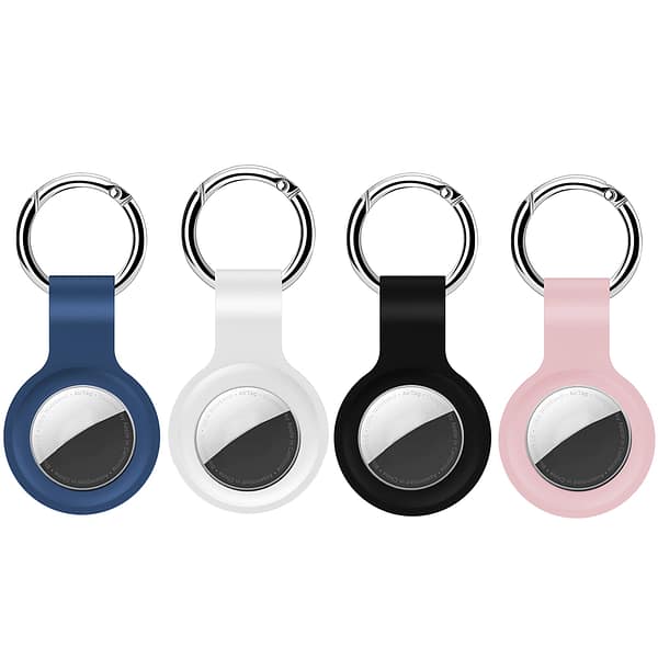 4 Pack Keychain for AirTag,Silicone Case Compatible with Apple Air Tags(2021), 4 Key Ring Loop Holder for Airtags,AirTag Keychain Accessories