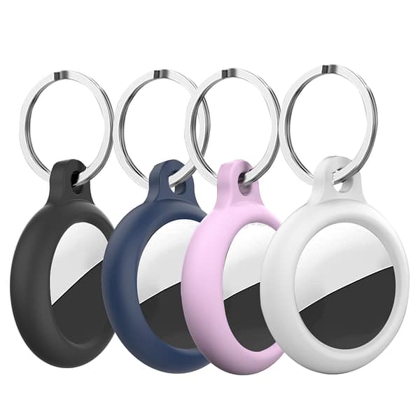 4 Pack Waterproof AirTag Holder,Protective Case for Airtags, Anti-Scratch Silicone Case Cover Tracker Holder Compatible with Apple Airtag, Keychain Accessories for Air Tag (2021)