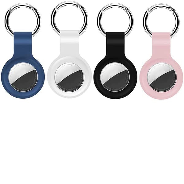 Airtag Keyring Compatible with Apple Airtag Case, 4 Pack Silicone Airtags Keychain Tracker Holder Key Ring, Protection Case Cover for Anti Lost Airtag Tracker Accessories