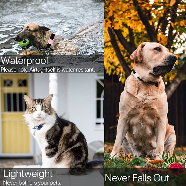 4 Pack Protective Case for Airtag, Portable Pet Collar Holder Compatible with Air Tag, Waterproof Silicone Airtag Keychain Locator Tracker Anti-Lost Device for Dog Cat Track Dog Cat Pet Wallets Accessory